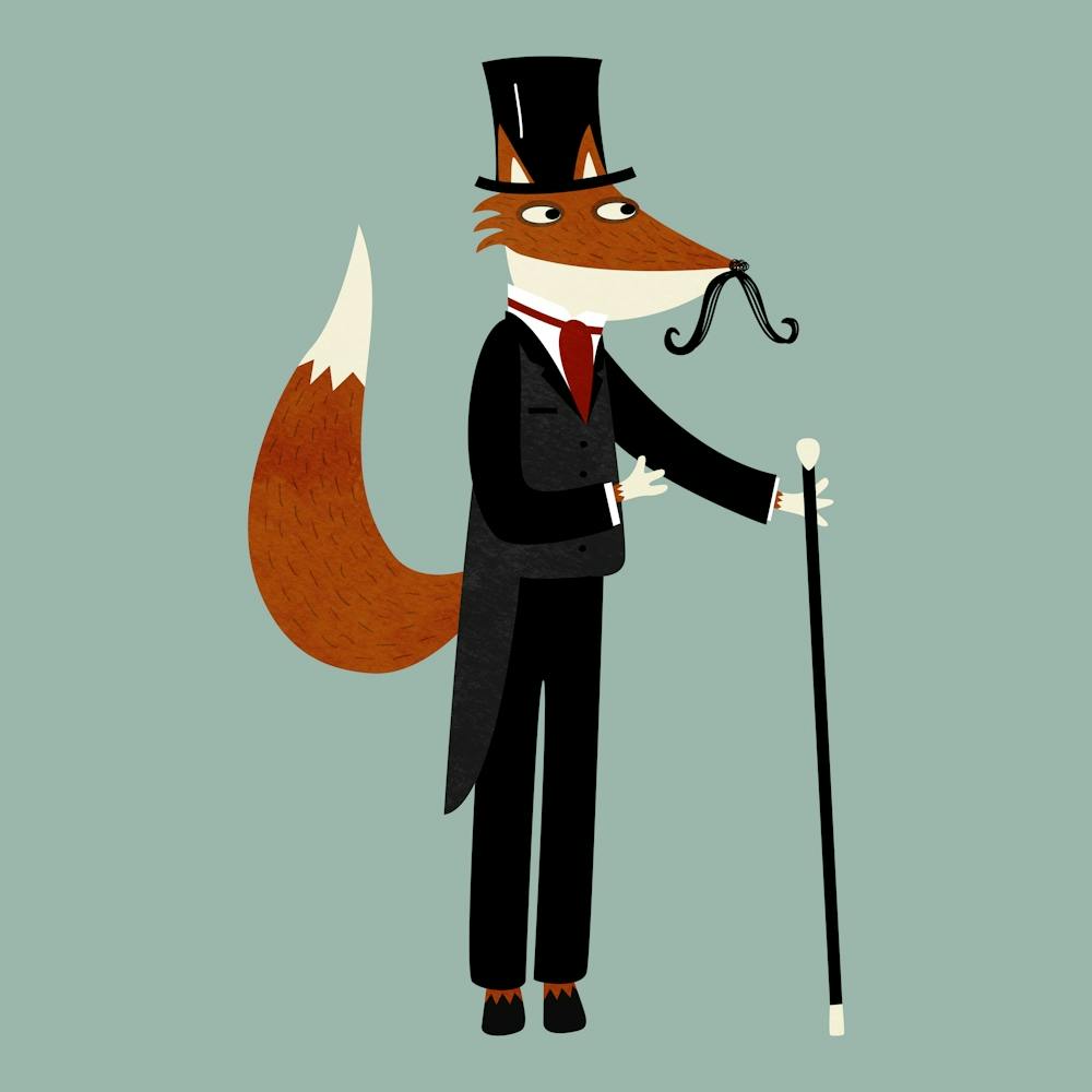 Victorian Fox In Top Hat and Tailcoat