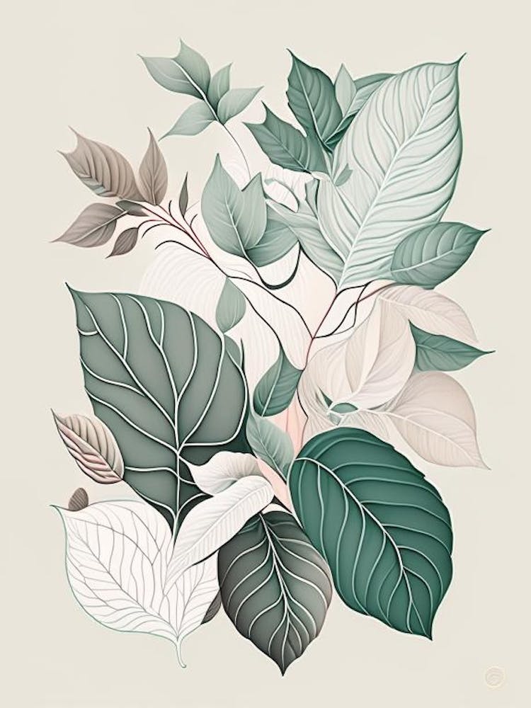 Mint Leaf Earthy Line Art