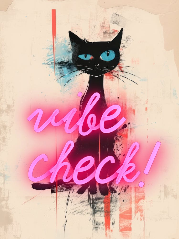 Black cat neon sign vibe check