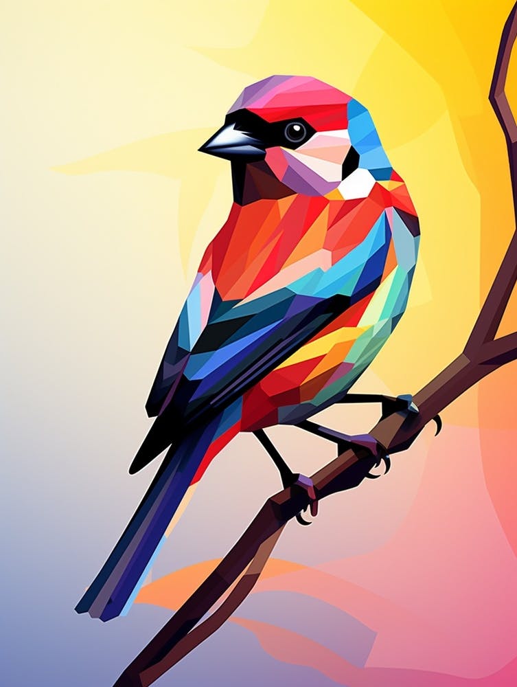 Colourful Geometric Bird Finch 2
