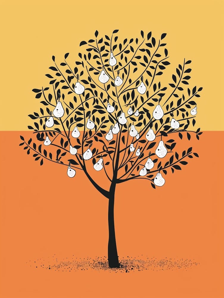 Pear Tree Minimalistic Drawing 4