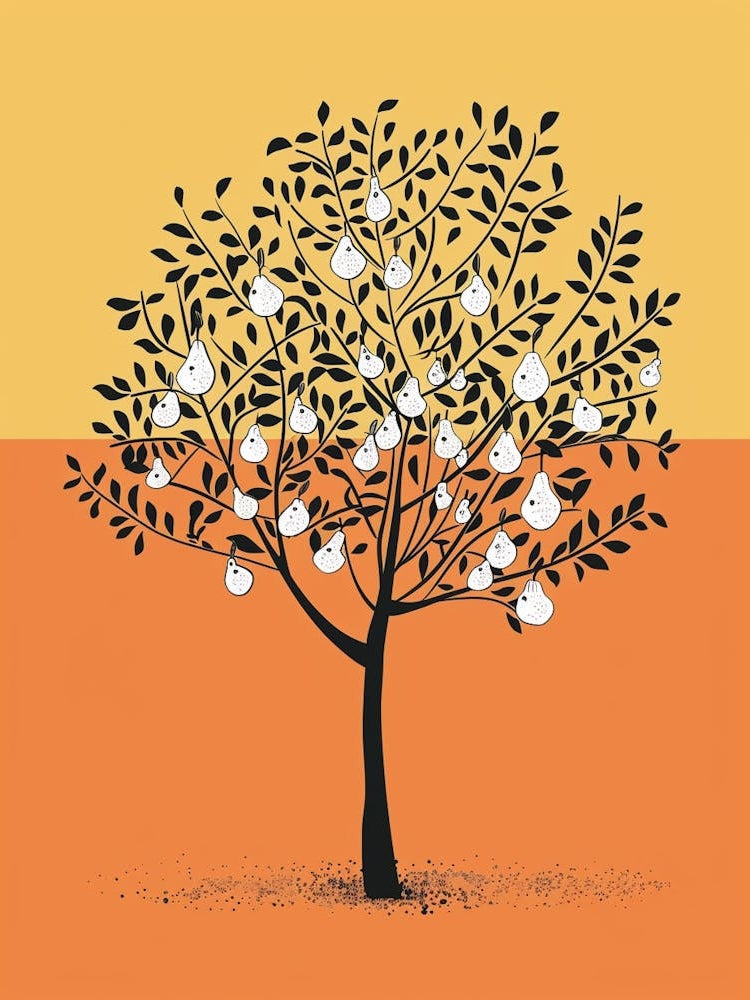 Pear Tree Minimalistic Drawing 4