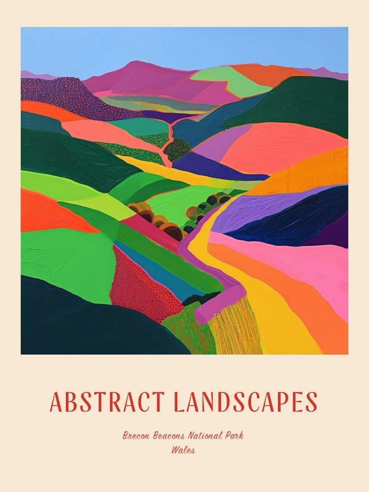 Colourful Abstract Brecon Beacons National Park Wales 3 Poster