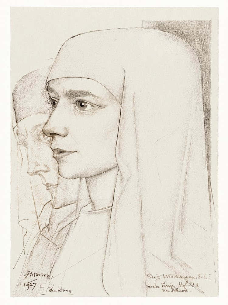 Portrait Of Treesje Westermann, Mother Thérèse Huf Of Bethany (1927), Jan Toorop