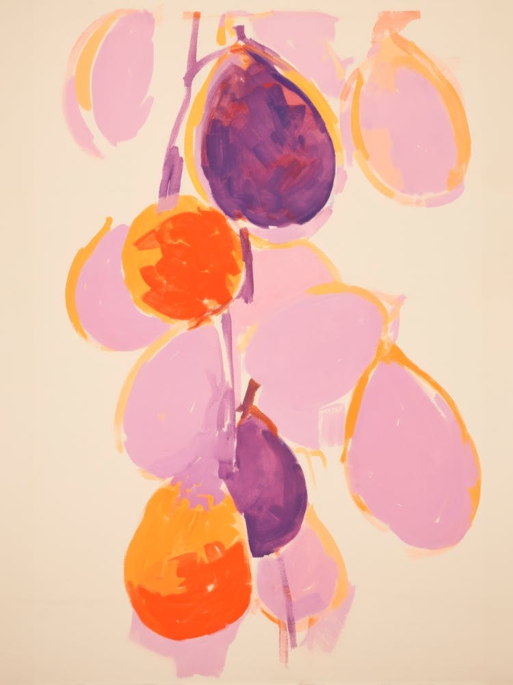 Figs. Purple and Orange Colors. Acrylic Painting Kitchen