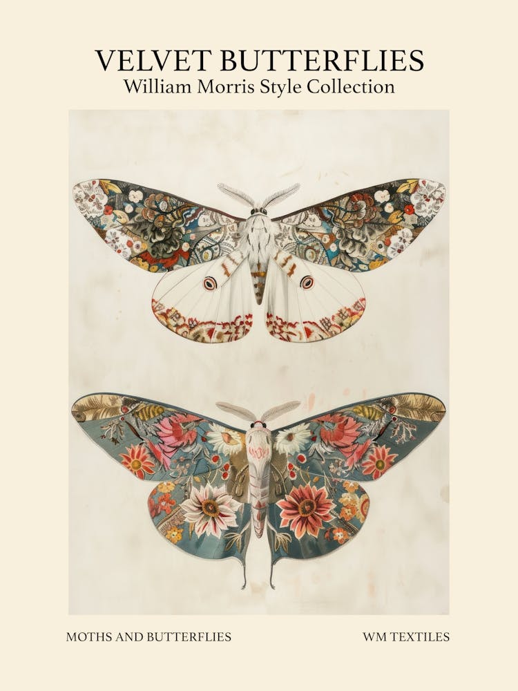 Velvet Butterflies Collection Moths And Butterflies William Morris Style 3