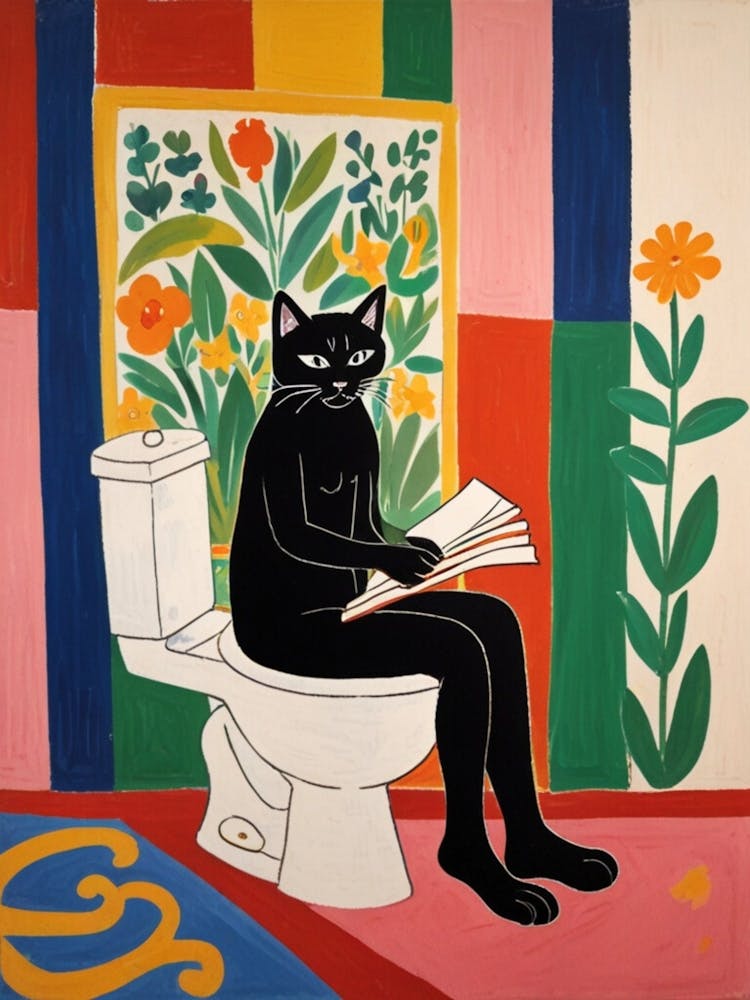 Cat On A Toilet