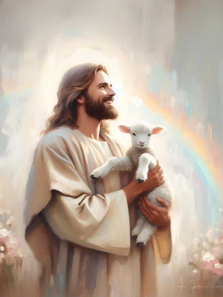 Save The Lamb, Christian Wall Art, Leave The 99 Art, Jesus And Lamb, Jesus Painting, Digital Lds Art, Digital Bible Art, Jesus Printable