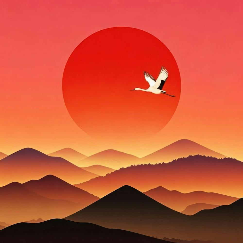Sunset With A Crane
