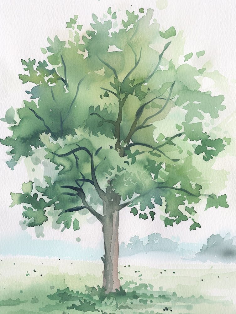 Lime Tree Atmospheric Watercolour Painting 4