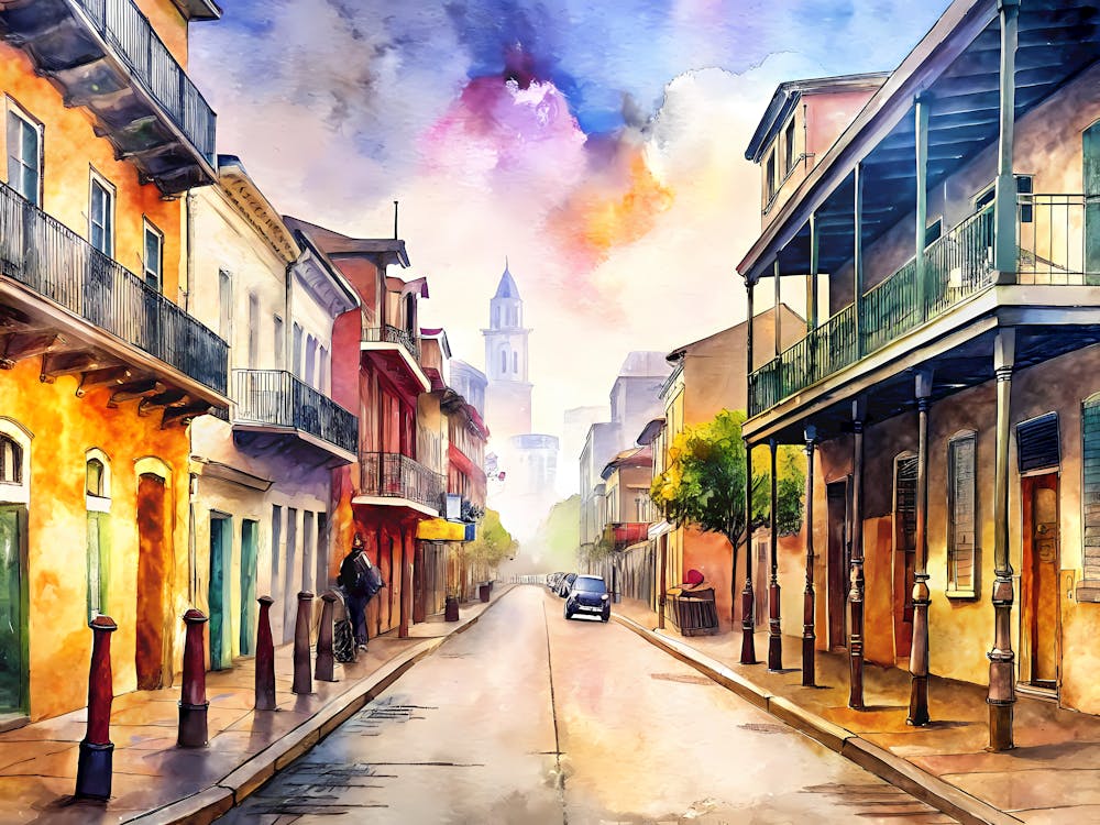 New Orleans Usa A Vintage Illustration