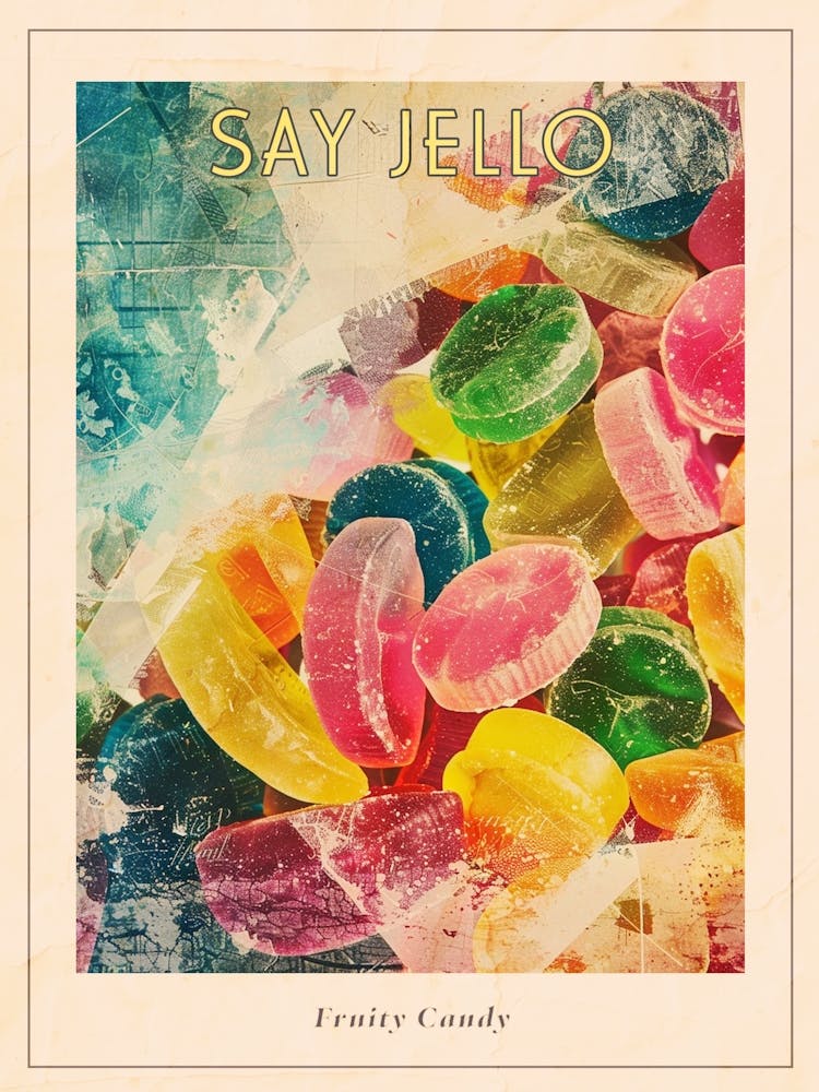 Fruity Jelly Candy Retro Collage 2 Poster