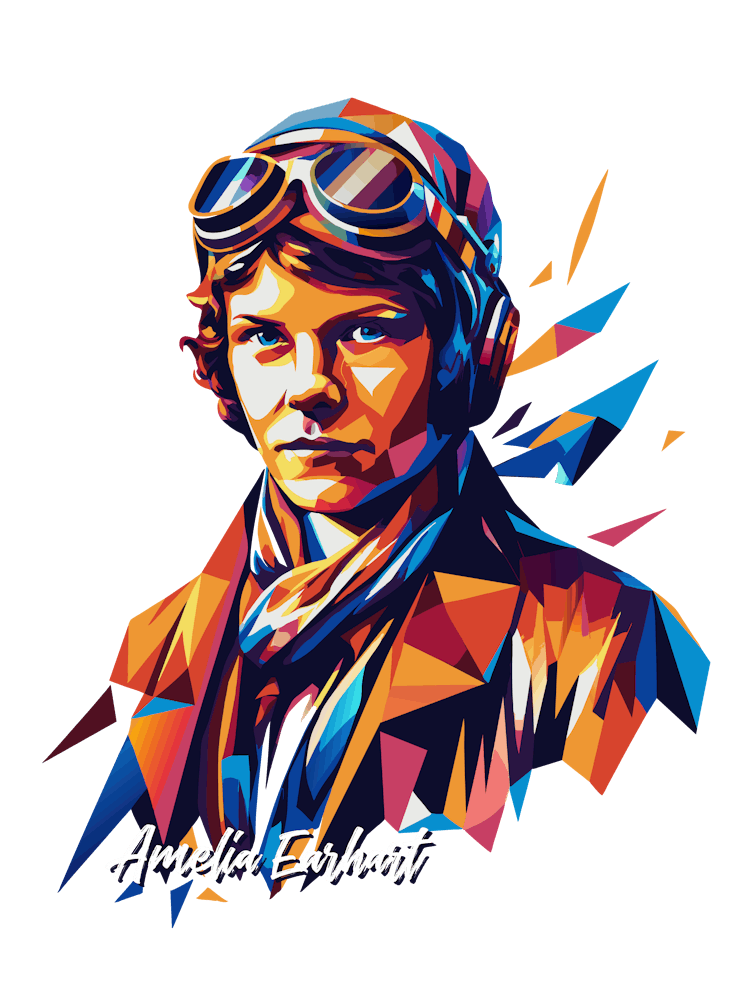 Amelia Earhart 2 Portrait WPAP Pop Art