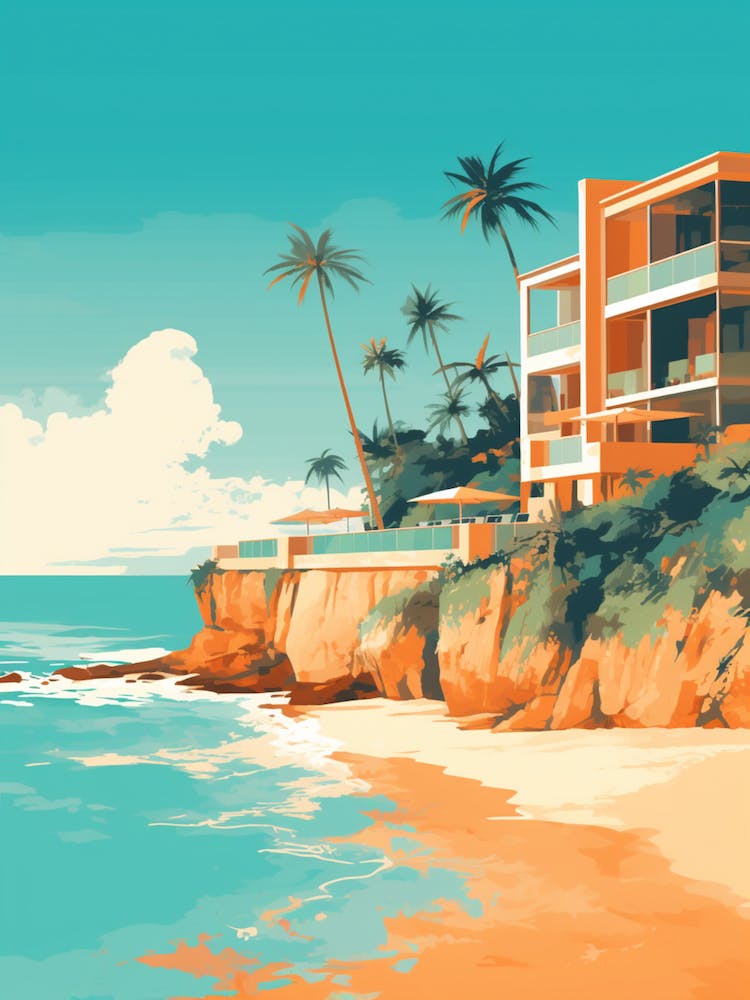 Abstract Illustration Of Hapuna Beach Hawaii Orange Hues 3