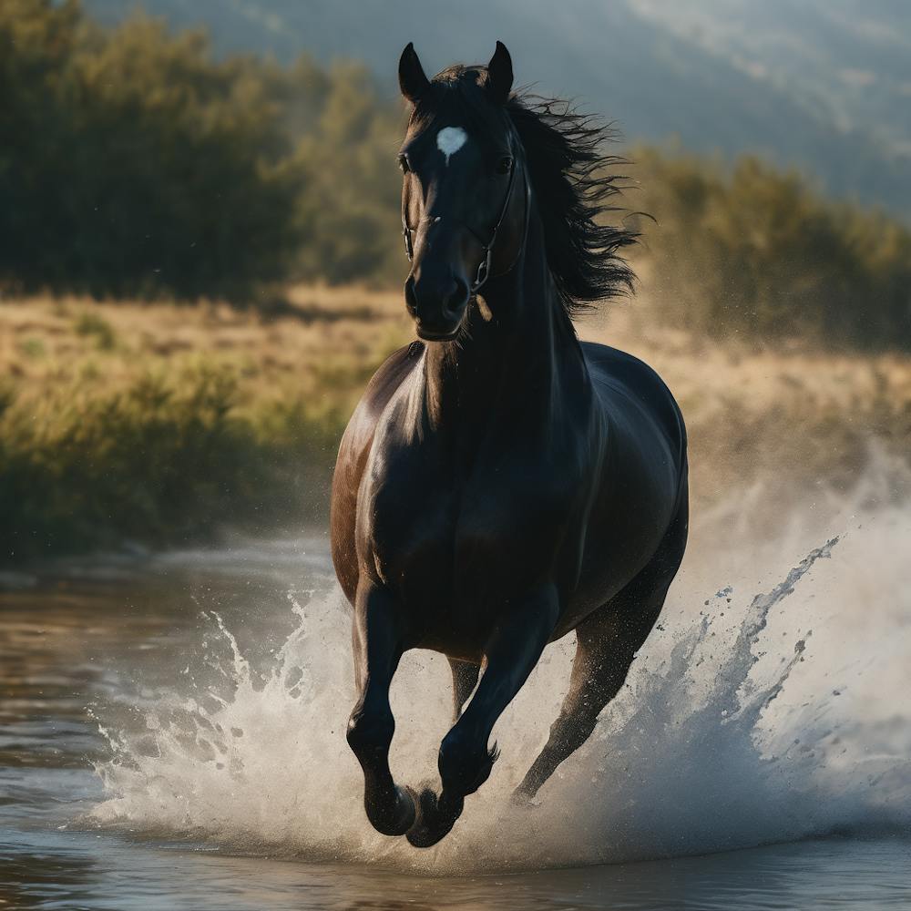 Black Horse Galloping