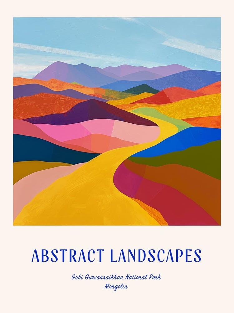 Colourful Abstract Gobi Gurvansaikhan National Park Mongolia 2 Poster Blue