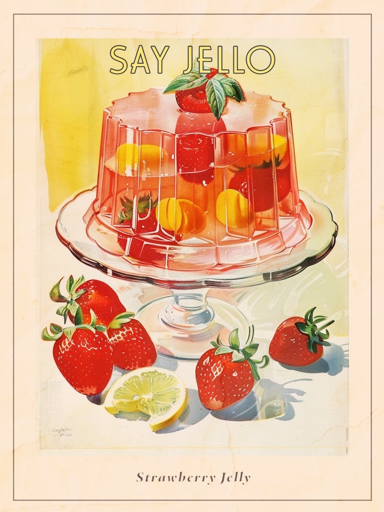 Strawberry Jelly Retro Cookbook Inspired 3 Poster