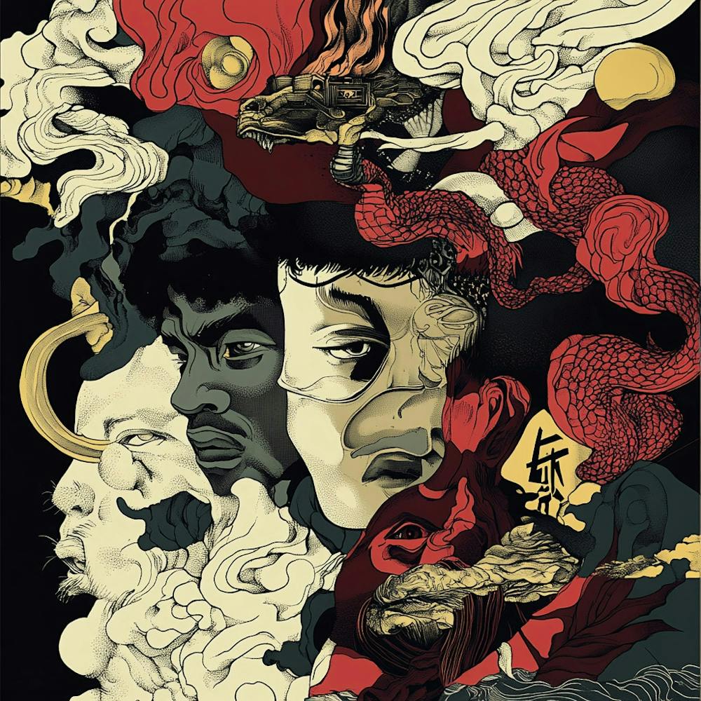 Japanese Abstract Manga Dragon Style