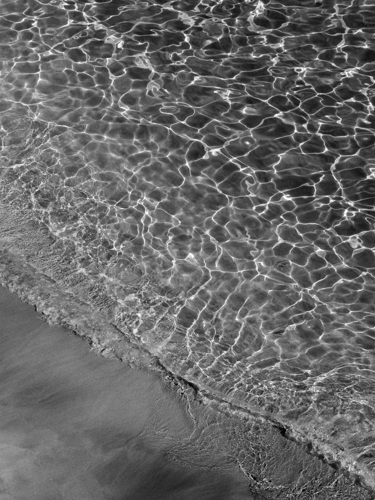 Where Sand And Water Meet Black And White