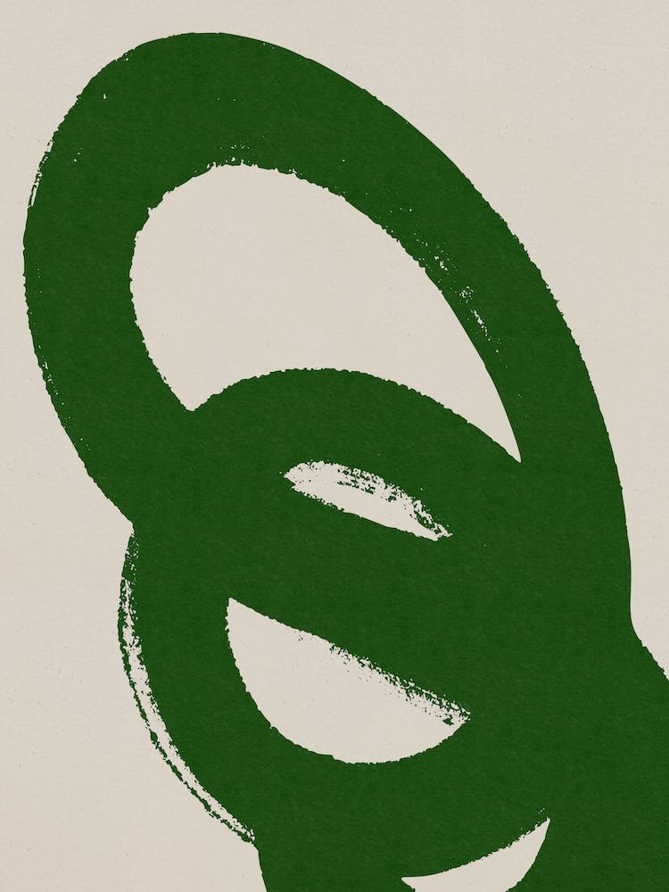 Japandi minimal emerald green lines