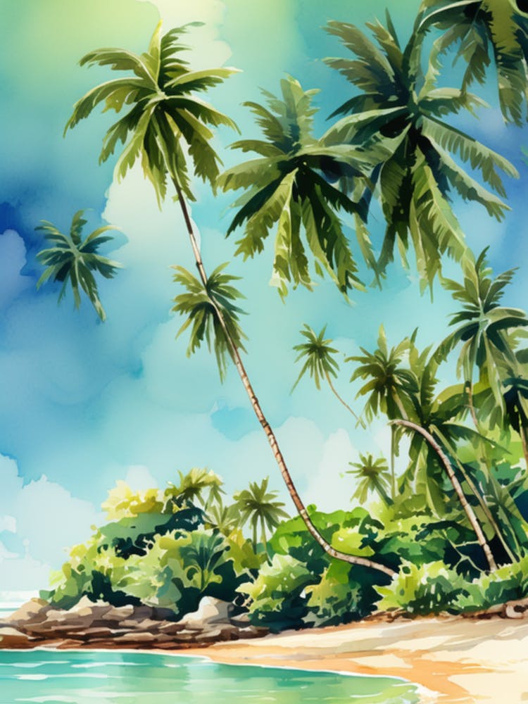 Watercolor Tropical Beach
