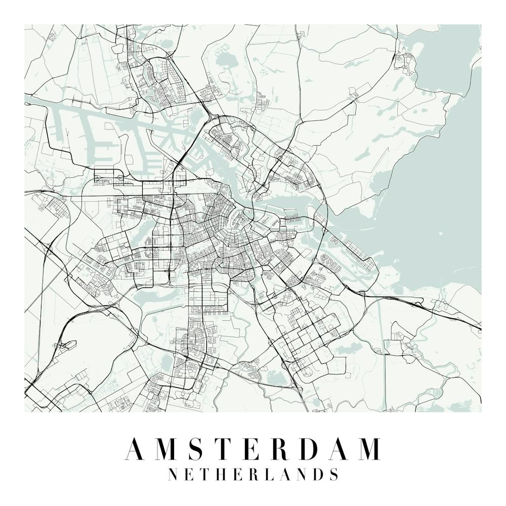 Amsterdam Netherlands Street Map Color Minimal Square