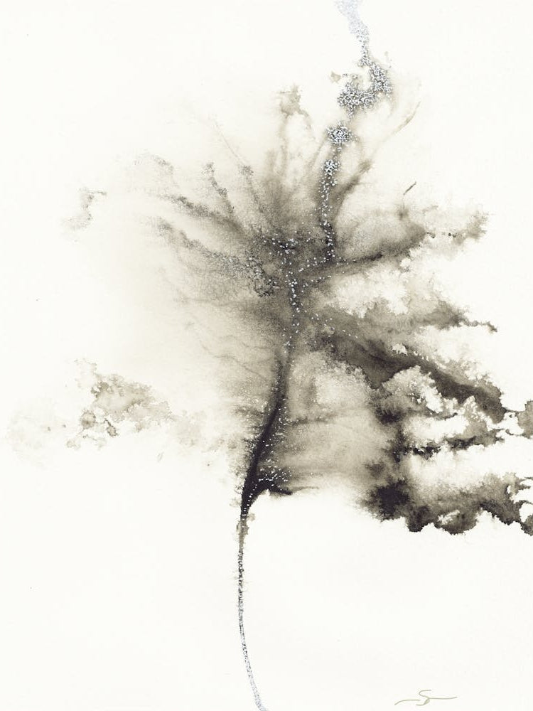 Abstract Leaf in India Ink Painting