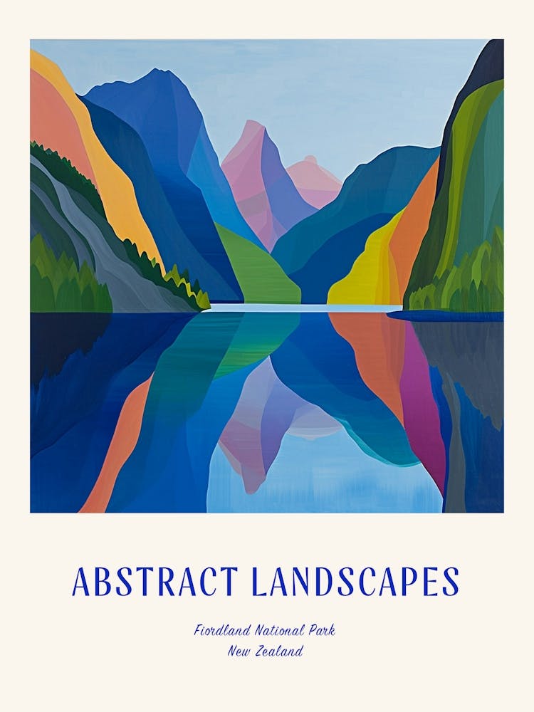 Colourful Abstract Fiordland National Park New Zealand 5 Poster Blue