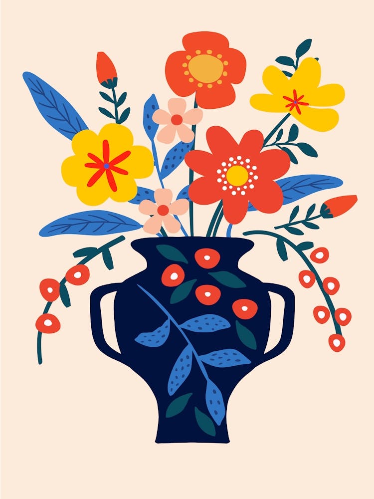Boho Matisse Style Flowers In A Vase 3