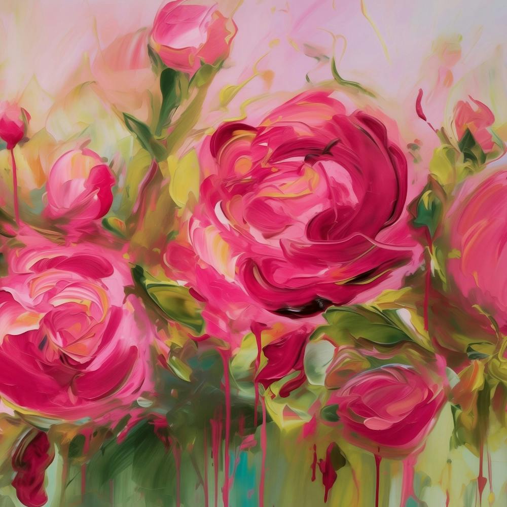 Pinke Wild Rosen Kunst Malerei