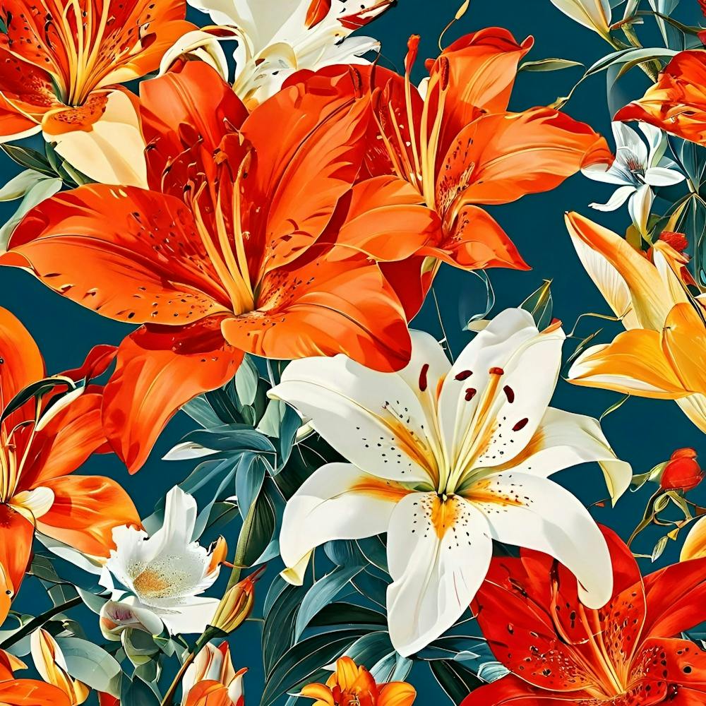Seamless Pattern With Lilies
