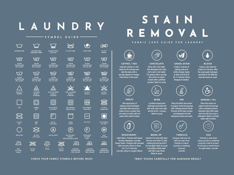 Laundry Guide With Stain Removal Grey Sky
