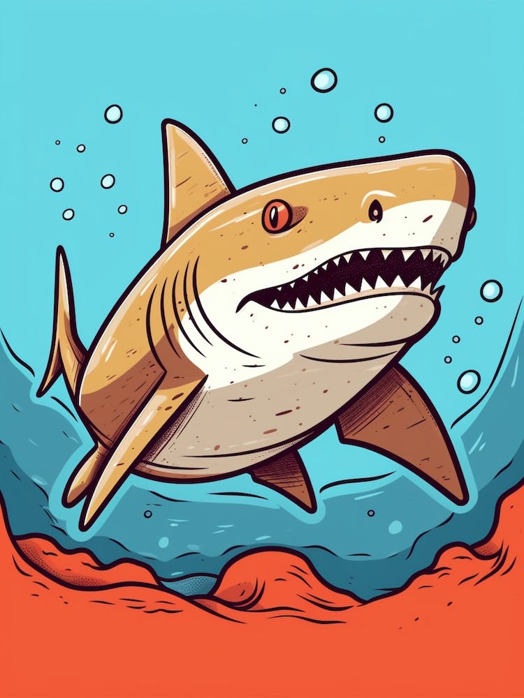A Nurse Shark In A Vintage Cartoon Style 1