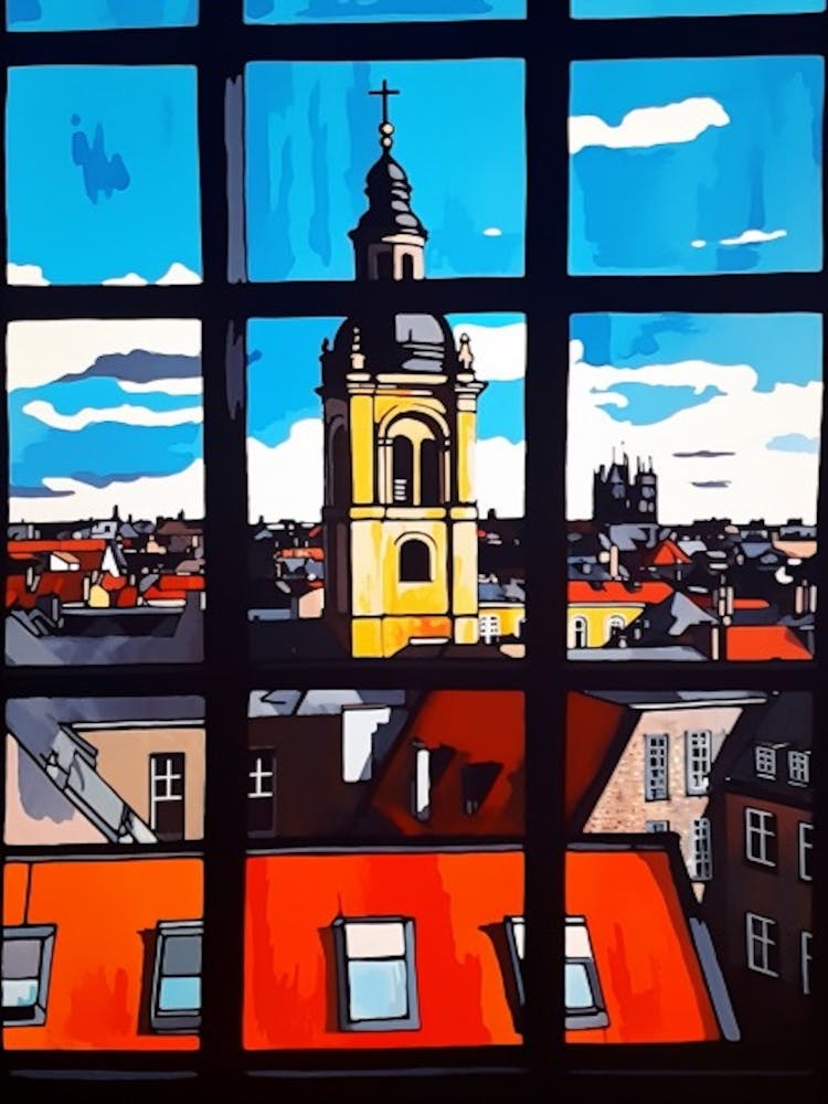 Window View Of Copenhagen Denmark In The Style Of Pop Art 3