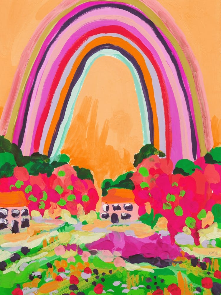 Countryside Rainbow On Orange 1