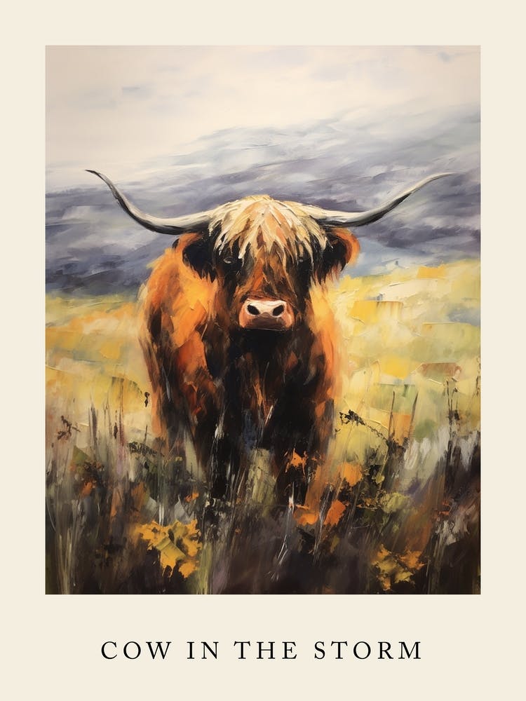 Cow In The Storm Poster