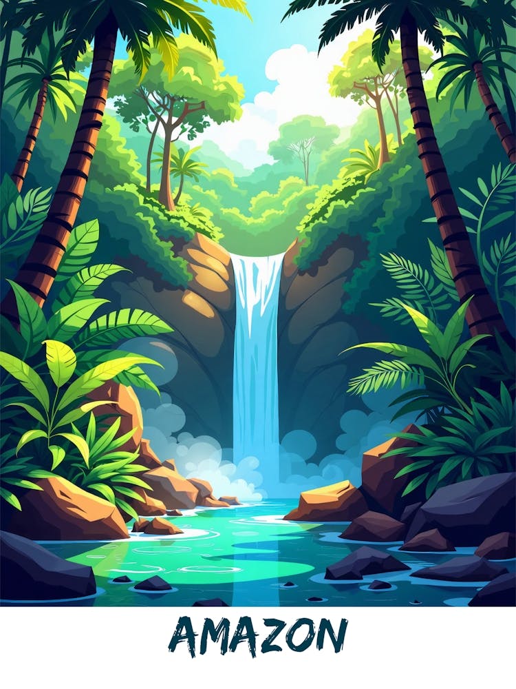 Amazon Jungle Waterfall