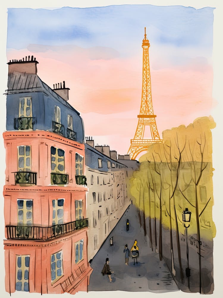 Paris Watercolor Painting