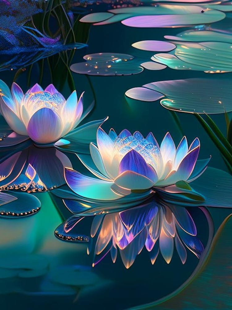 Water Lilies, Waterscape Holographic 3