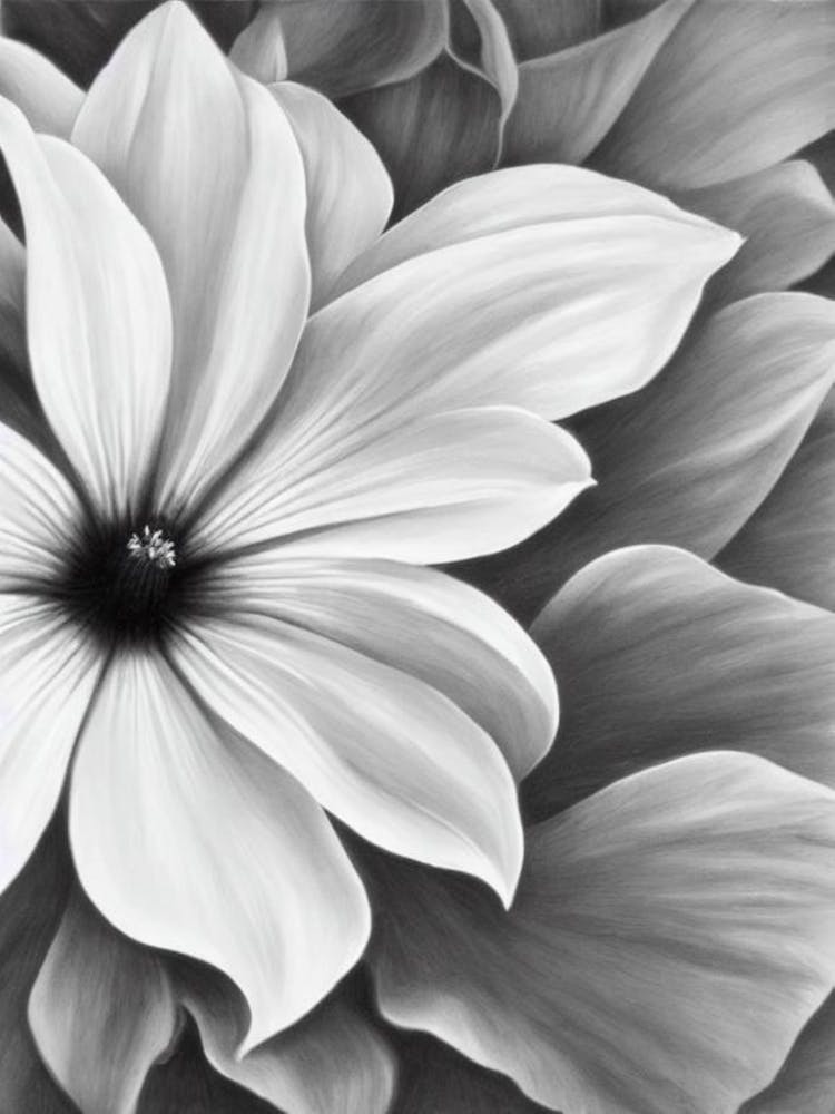 Morning Glory B&W Pencil 3 Flower