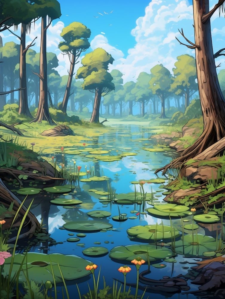 Swamp And Wetlands Cartoon 3