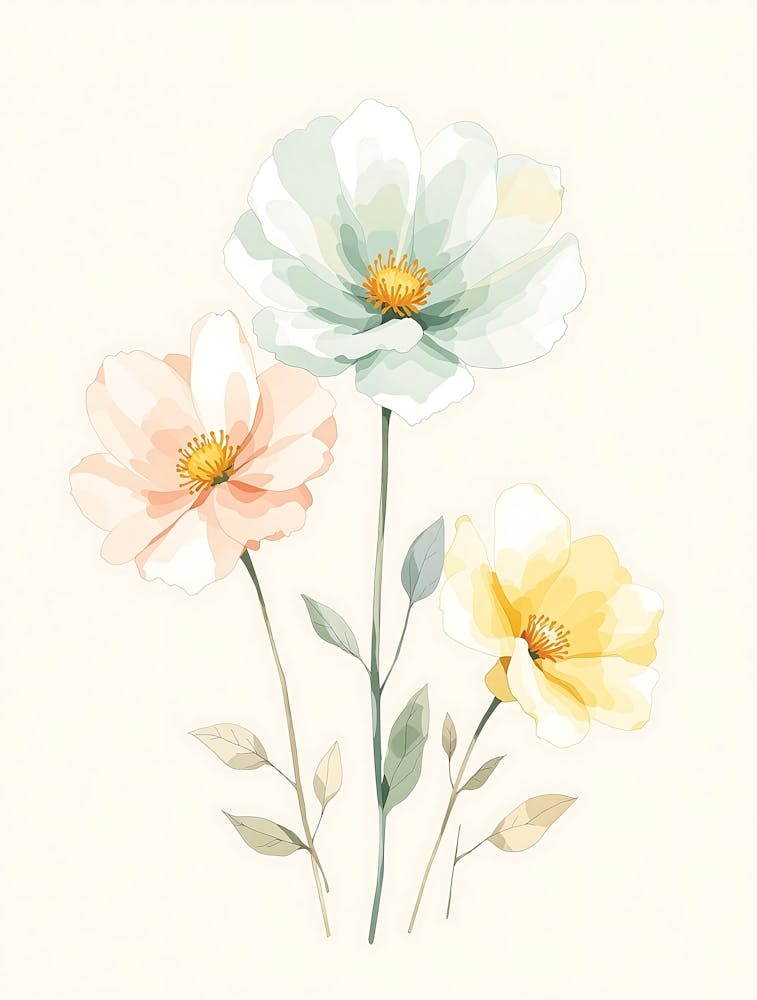 Airy Floral Composition with Subtle Tones