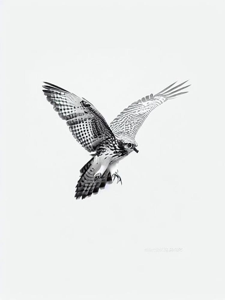 Red Tailed Hawk B&W Pencil Drawing 1 Bird