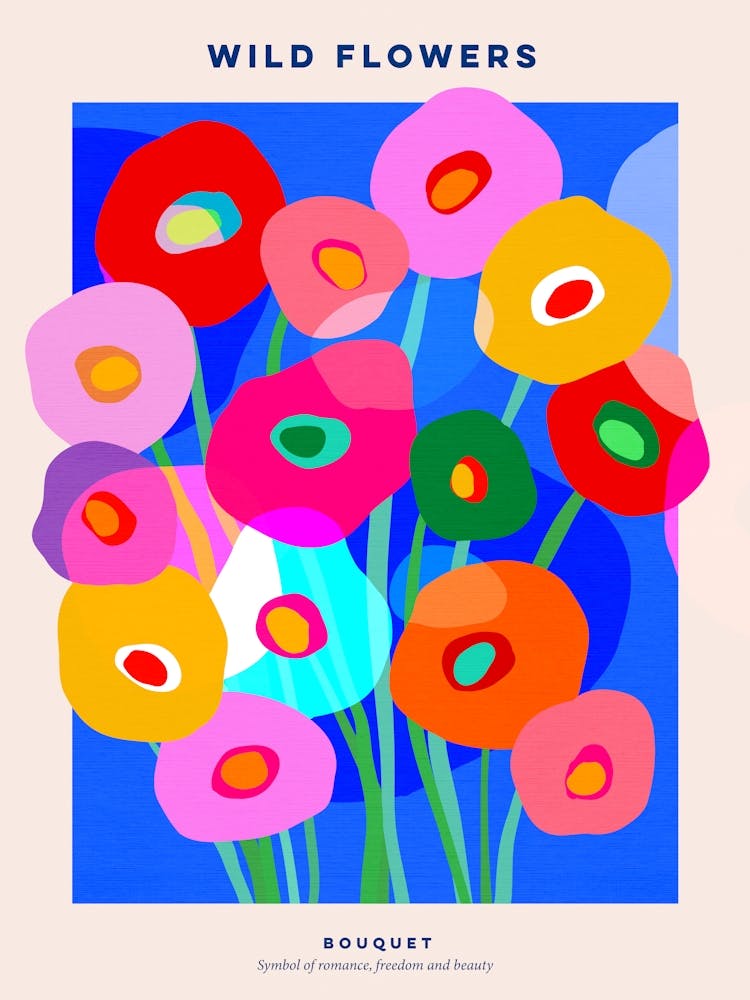 Minimal Floral bouquet Matisse Azure Blue