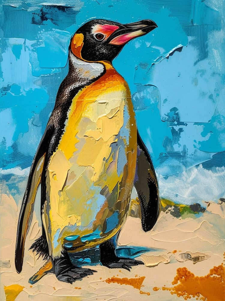 Galapagos Penguin Colour Block Painting 3