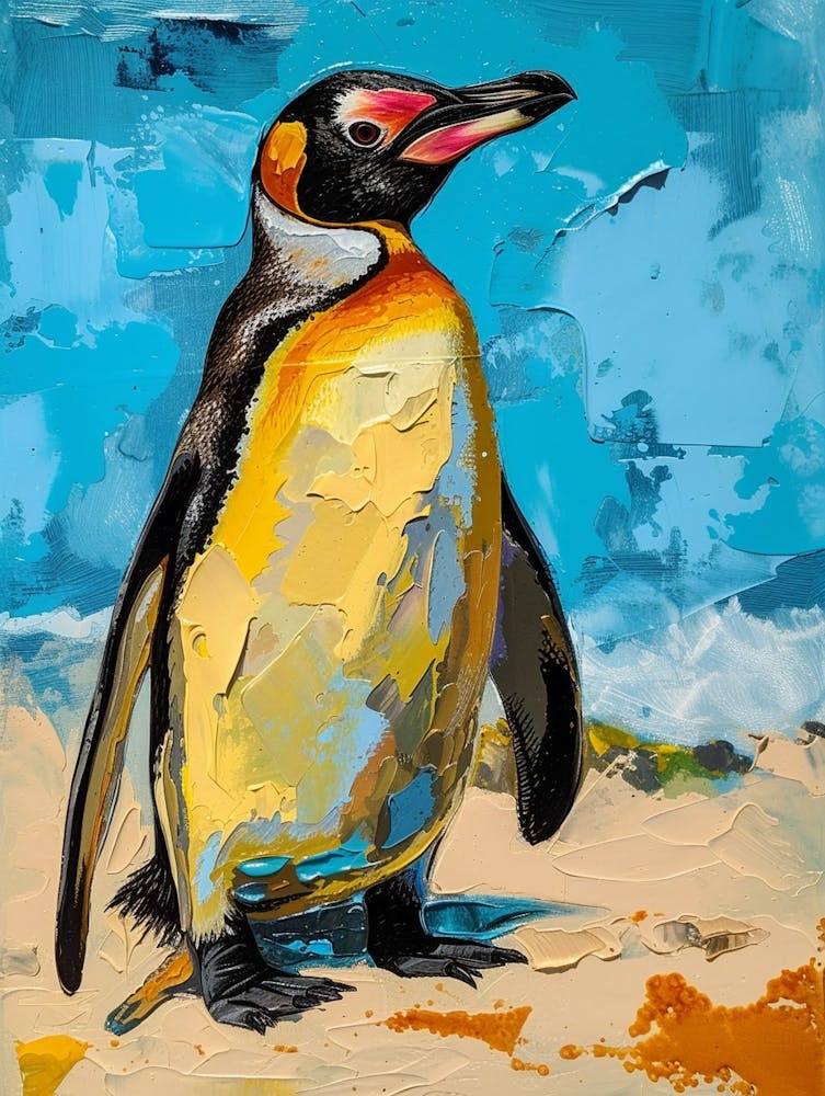 Galapagos Penguin Colour Block Painting 3