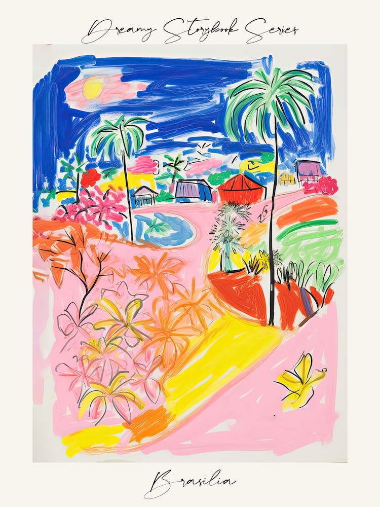 Poster Of Brasilia, Dreamy Storybook Illustration 2