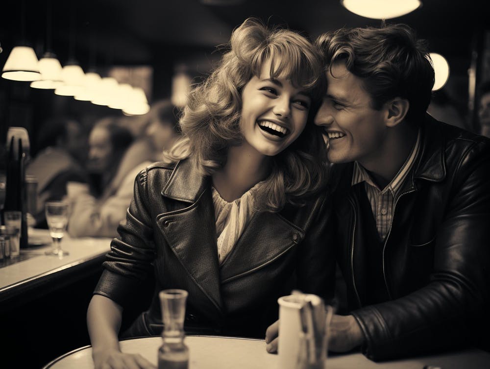 Man And A Woman Laughing - vintage