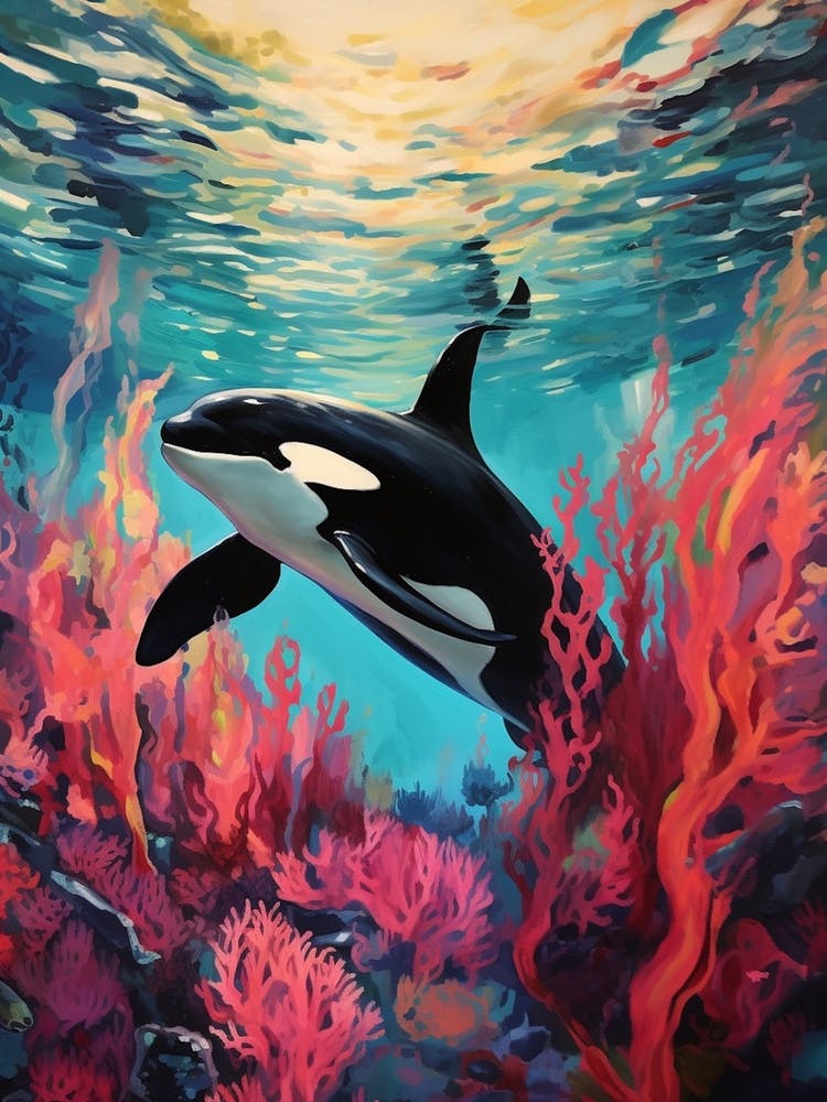 Orca Whale And Pink Coral