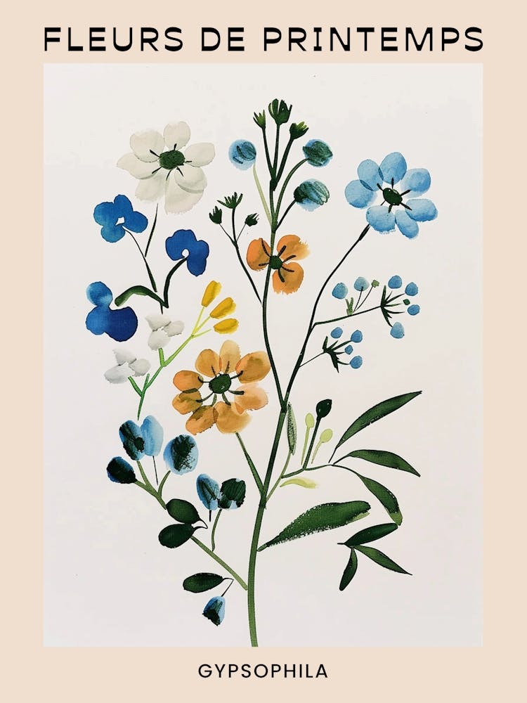 Spring Floral French Poster  Gypsophila 3